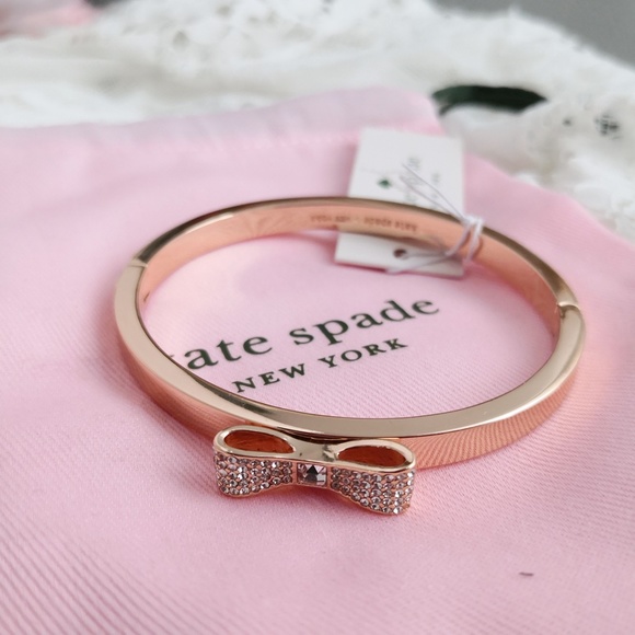 New Kate Spade Ready Set Bow Pave Bow Bangle Rose Gold w/ dust bag O0RU1567 $59 - Picture 2 of 5